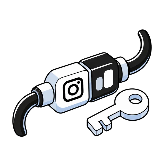 Joined Instagram and Botsay connectors with a separate key representing the password staying with you