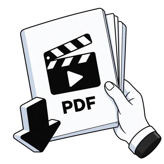 A hand offers a PDF guide to Reels beside a download arrow